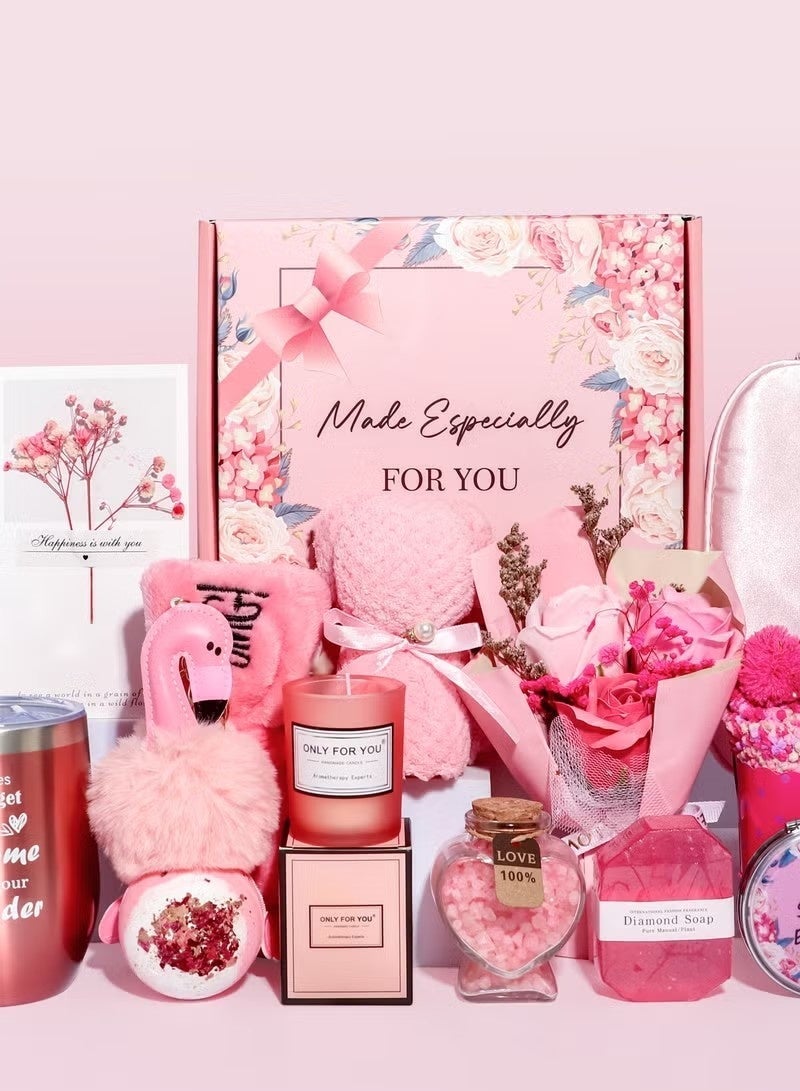 بيوينتي صندوق هدايا متكامل للزوجة والصديقة المقربة - كوب ترطيب بلون وردي ذهبي، مرآة مكياج وشَمعة (هدية للزفاف/الذكرى السنوية لها) - Image 3